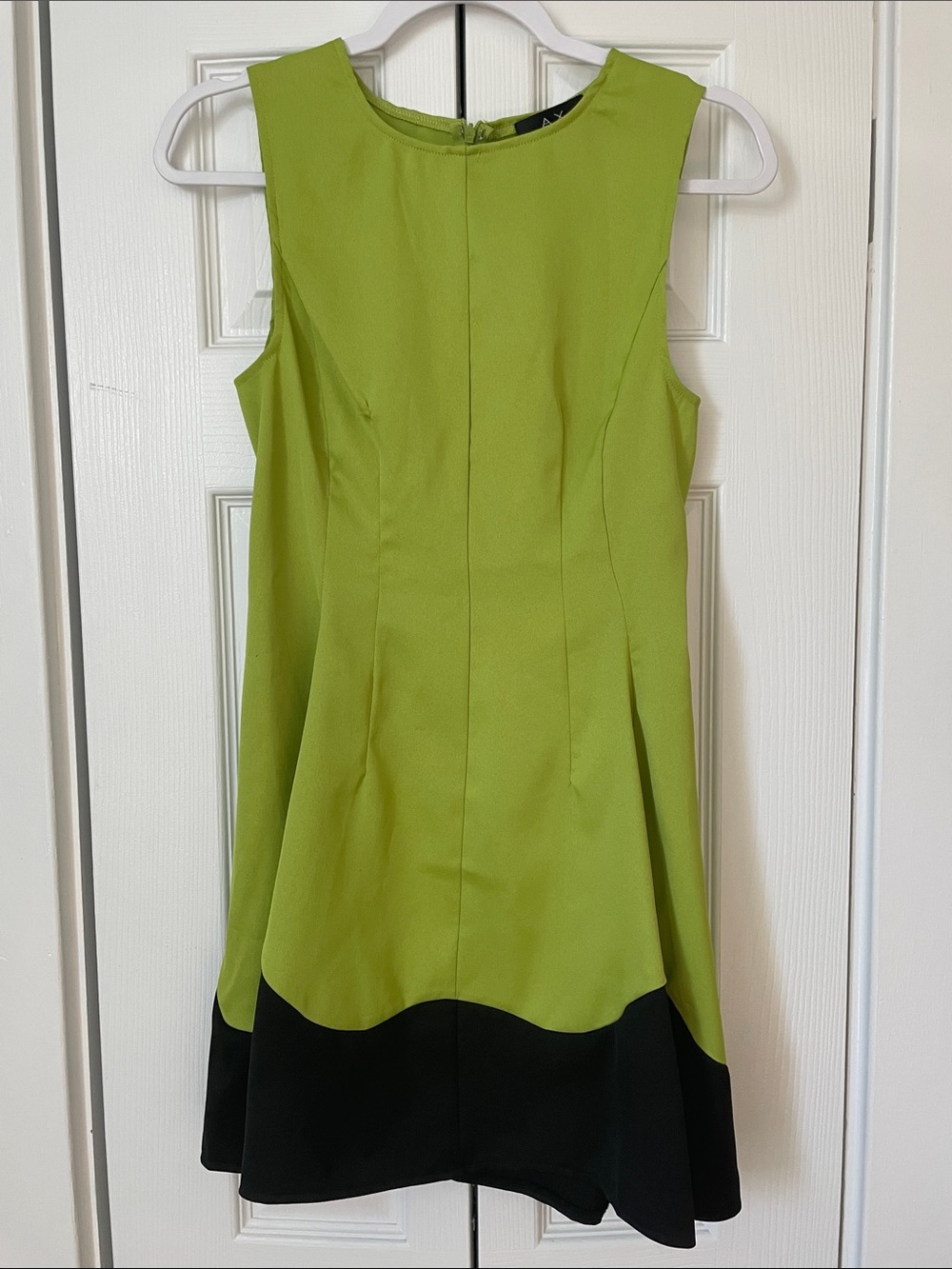 AX Paris Lime Green and Wavt Black Fit-and-Flare Sleeveless Mini Dress